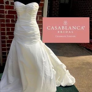 Casablanca Bridal Wedding Gown Dress Ivory Taffeta Train Style C1861 Sz 8 [dd]